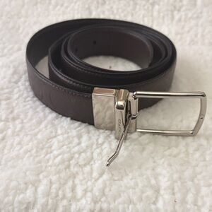 Coach Dark Brown Leather Belt with Silver Buckle